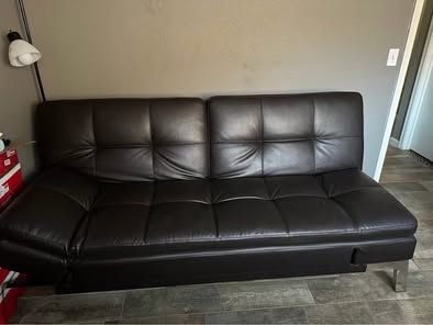 Brown Leather Futon couch