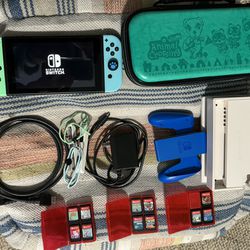 NICE Nintendo Switch for Sale w Case Controller & 11 Games included Animal Crossing Limited Edition