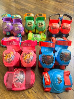 “Disney” 4-Wheeler Adjustable Junior Rolling Skate with Knee Pads