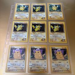 Pokemon Vintage TCG Pikachu 9-Card Lot, Gym Challenge,Base set, and forest.