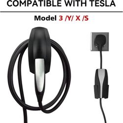 Charging Cable Holder Organizer with Dock for Tesla Model 3/Y/X/S, Car Wall Mount Connector Cord Holder for Tesla Accessories(Black)