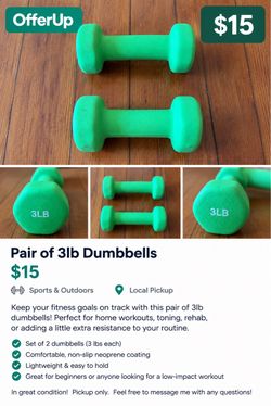 Pair of 3lb Neoprene Dumbbells