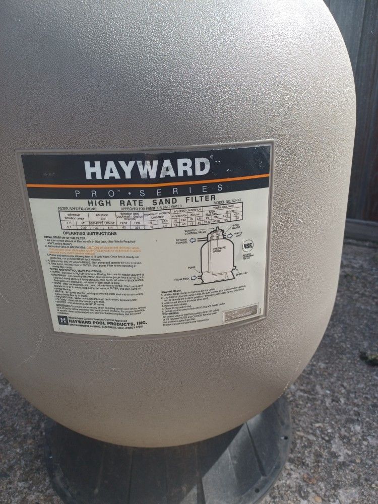 Hayward 24" Pool Sand Filter With Pump.