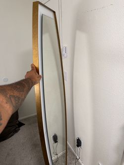 Revelation Contemporary White and Gold Elongated Wall Mirror