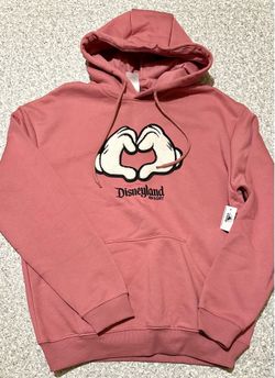 Disney Parks Disneyland Mickey Heart-Shaped Hands Hoodie Pink Size M Medium New
