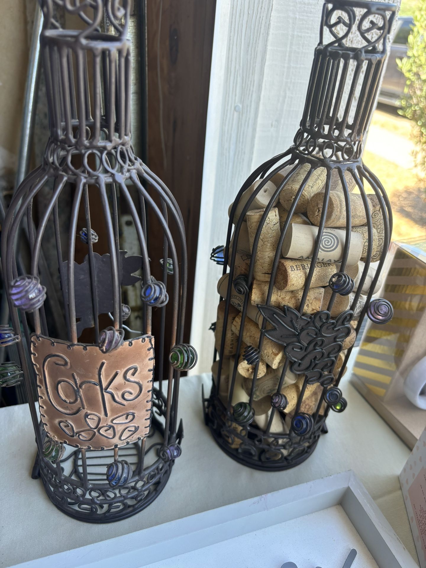 Metal Wine Bottles w/corks
