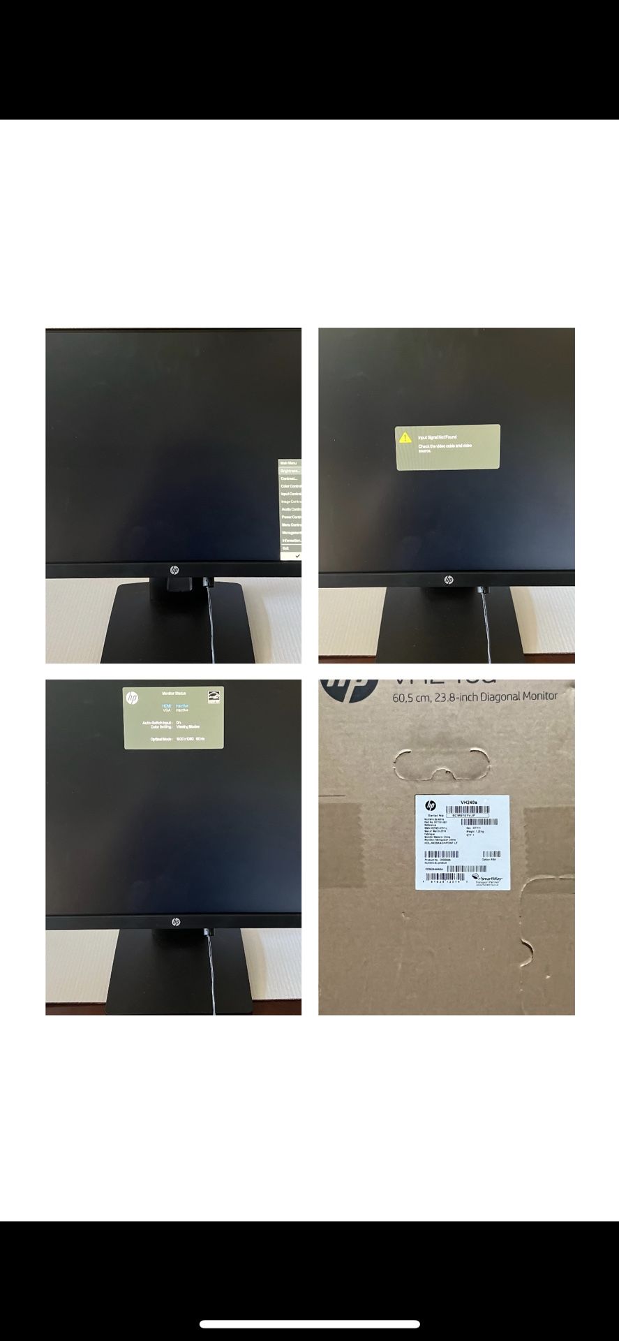 HP Diagonal Monitor VH240a 60,5 cm, 23.8-inch