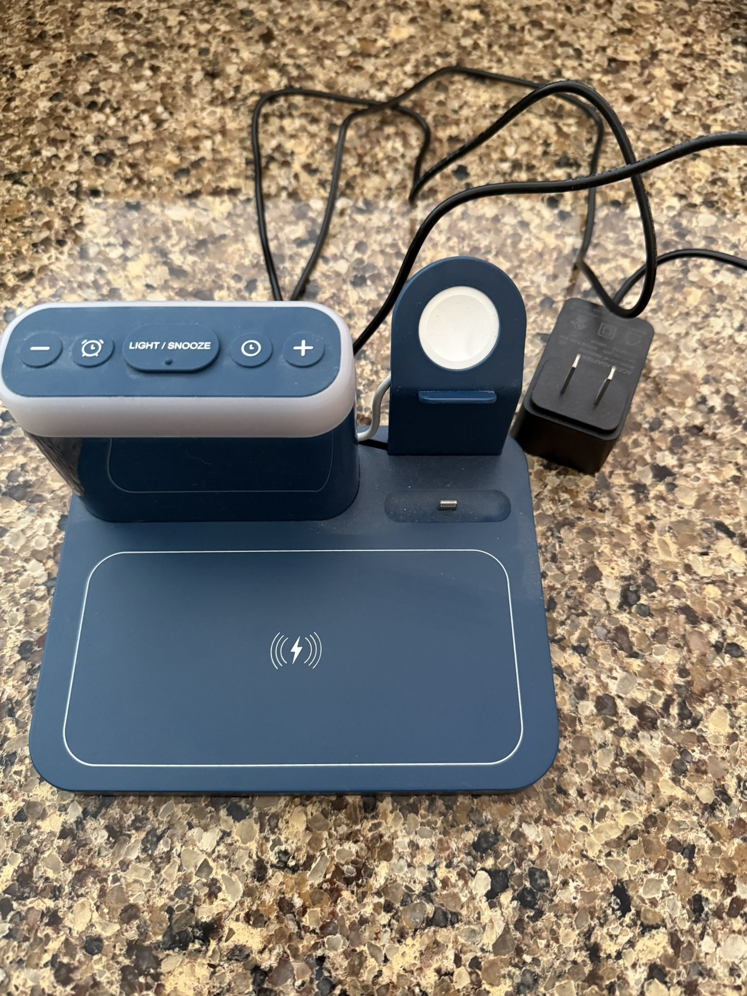 Phone And Watch Charging Station With Digital Clock