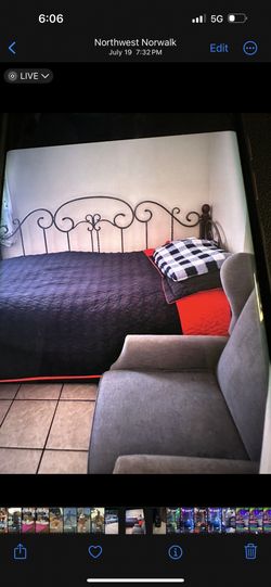 Twin Bed, Cherry Wood Frame And Wrought Iron Solid Railing.