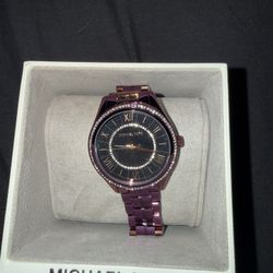 Michael Kors Purple/Rose-Tone Watch – Crystal Bezel