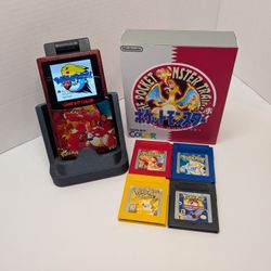 Charizard Backlit OLED Gameboy Color w/ Pokemon RBY Trilogy