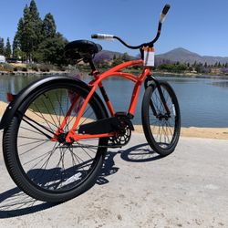 New Awesome 😎 Men’s Hot 🥵 Orange Beach Cruiser Bike Bicycle Standard Adult Size 26” Tires  Father’s Day 