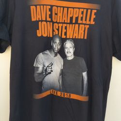 Dave Chappelle Jon Stewart Live 2018 Black T-Shirt Canvas Made In USA Large