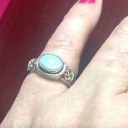 Designer Sterling Opal Ring Sz 6