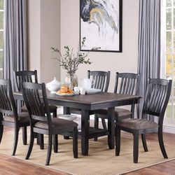 TWO TONED RUSTIC TOBACCO AND BLACK DINING TABLE 