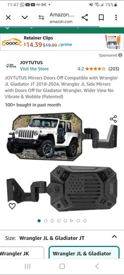 Jeep Wrangler  Mirrors Off Doors 2018 To 2024 Gladiador Jl  Jt Wranglerjl