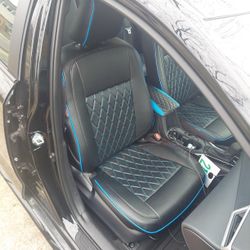 Blue And Black Leather Toyota Corolla Seat Covers Brand New!