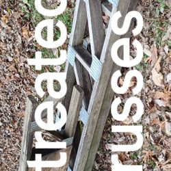 3 Treated 2x4x16 Trusses, Two 16ft.10 And One 14ft, Must Take All 