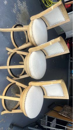 Set of 3 Upholstered Dining Chairs with Nailhead Trim