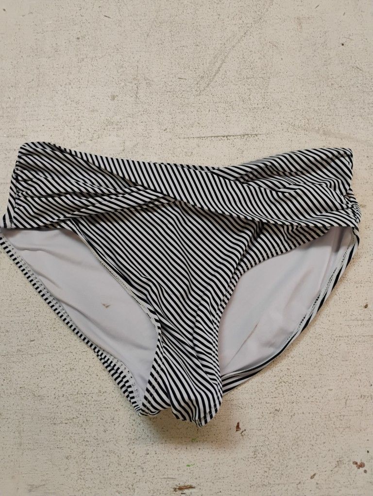 Striped Black and White Women's Swim Bottom
