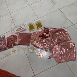 Rose Gold Party Decorations, 2 Skirts, Wall Curtain 