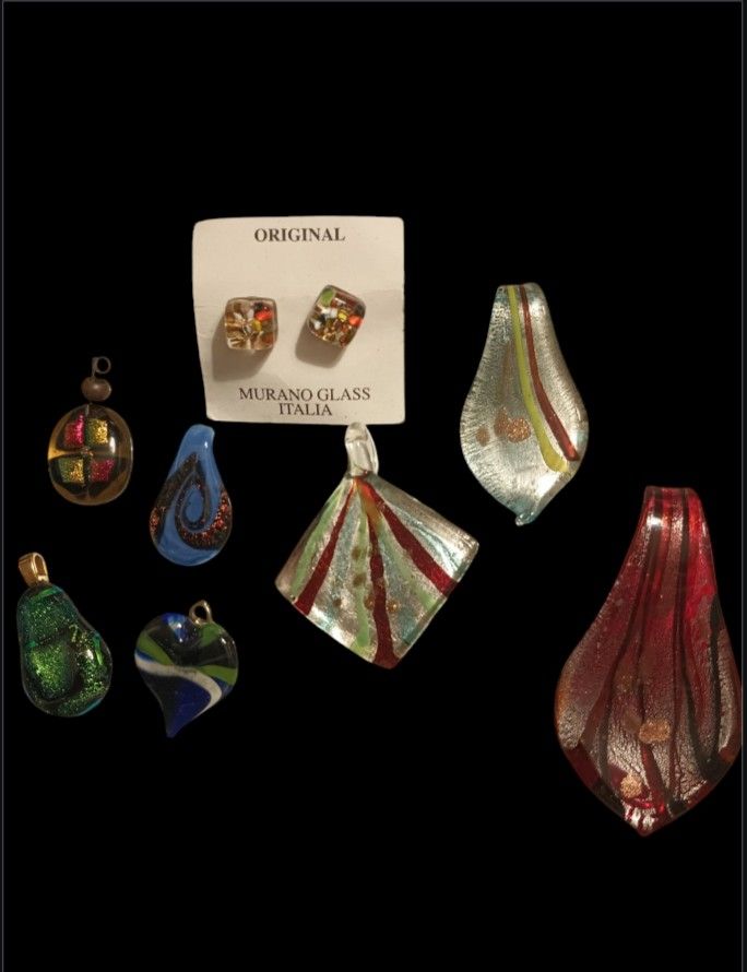 Moreno Glass Pendants And Earrings Lot