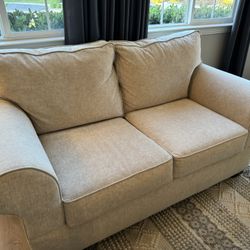 2 Beige 66” Loveseats 