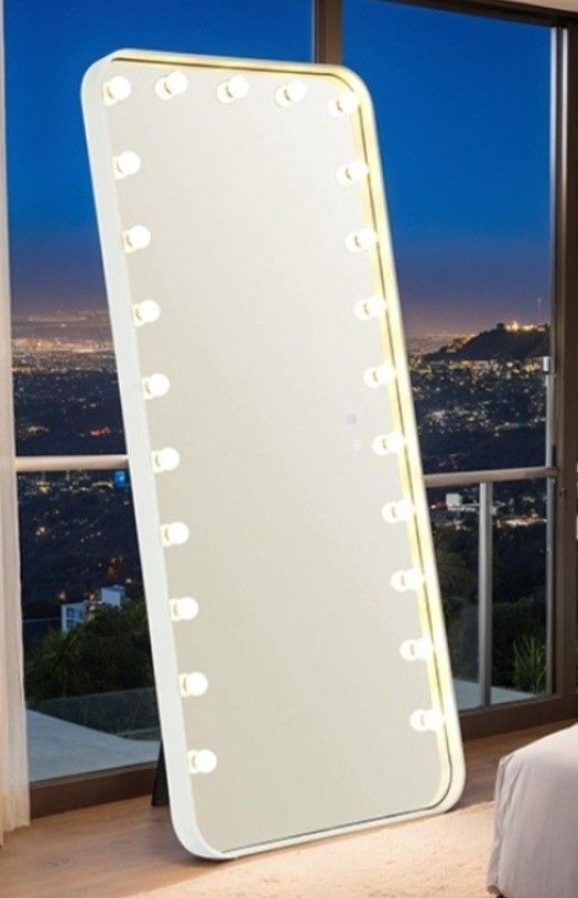 Brand New White Full Length Mirror w LED Lights & Bluetooth Speakers