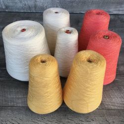 Lot of 7 Cones Phoenix Dye Works Acrylic Linen Machine Knitting, Weaving Yarn