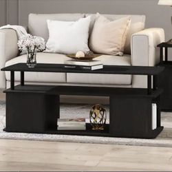 Black Coffee Table With Shelf 