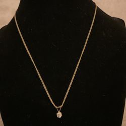 Gold Necklace And Crystal  Rhinestone Pendant 