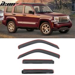Fits 2008-2014 Jeep Liberty 4-Door In Channel Window Visors Rain Deflector - Acrylic