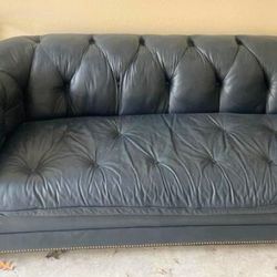 Midnight Blue, Tufted, Bradington Young Sofa