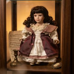 Vintage Porcelain Collectible Doll with Lace Gown