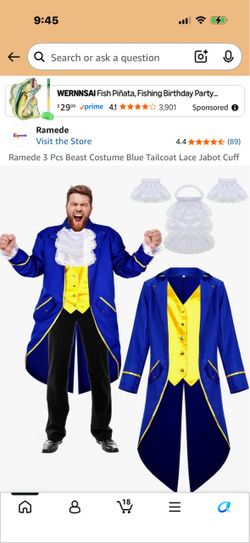 Men’s Beauty & Beast Prince Costume Sz L