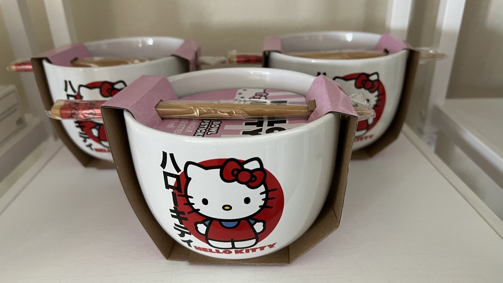 Hello Kitty Bowl Chopsticks Set Of 3