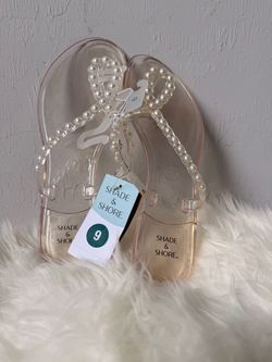 Shade & Shore Jelly Sandals with Pearl Straps Size 9
