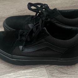 VANS OLD SKOOL BLACK BLACK  YOUTH KIDS SHOES SIZE 2.0