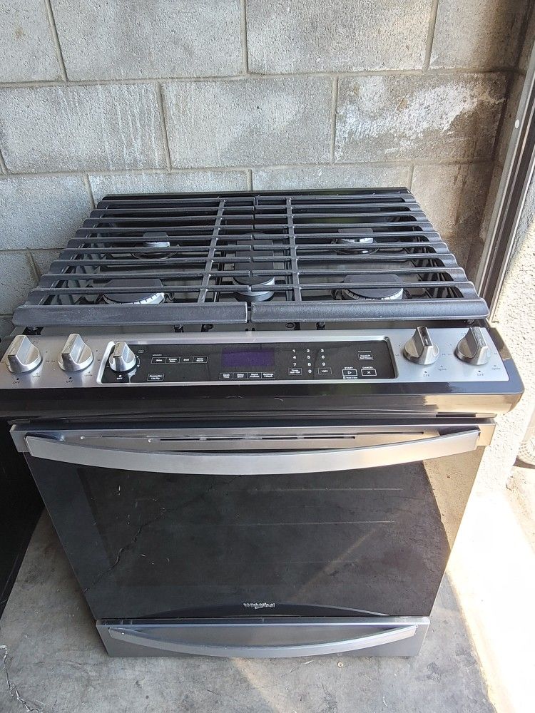 Used Like New 2022 Whirlpool Slide-in Stainless Steel Gas Stove Range Estufa