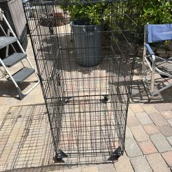Used Large  Bird Cage On Wheels. Folds Up  No Bottom Pan. 