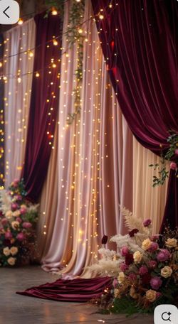 Organza burgundy 100 yds New draping wedding arch