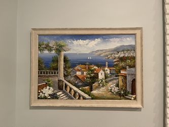 Amalfi coast Original Painting Framed Gorgeous