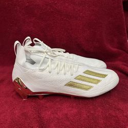 Adidas Adizero Primeknit Football Cleats White/Gold Chrome GX5100 Men’s Size 10