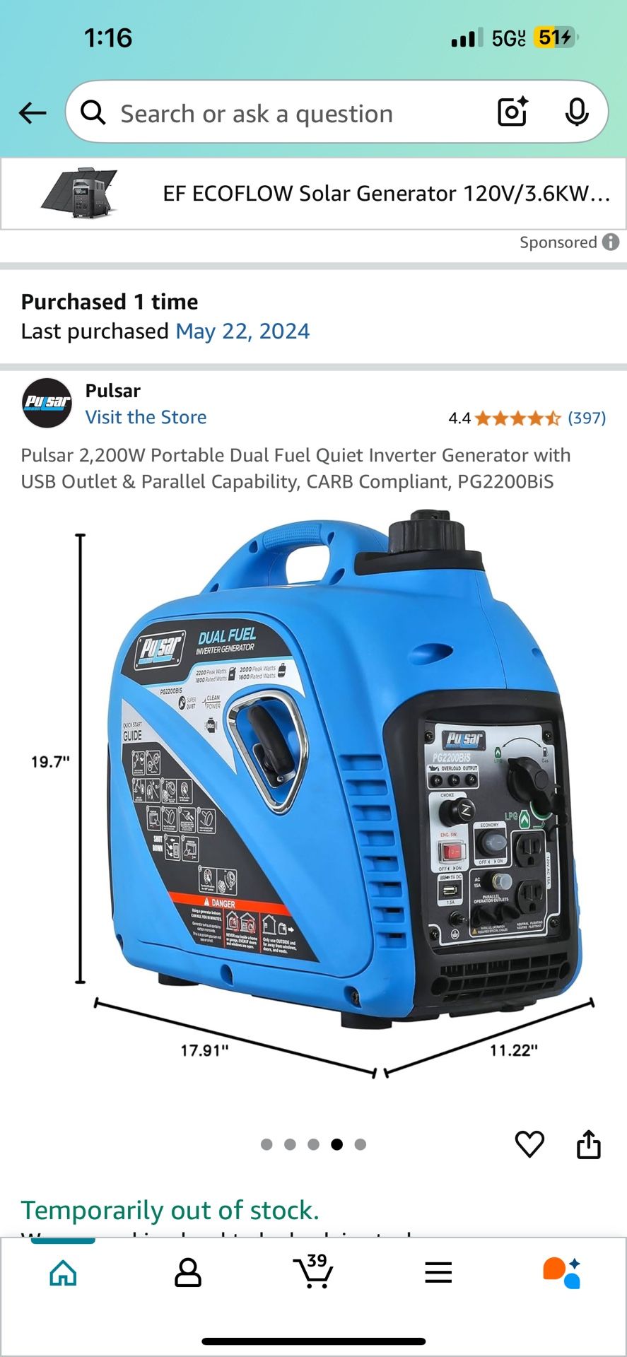 Dual Fuel portable Generator