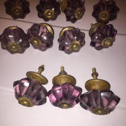 Vintage Glass Amethyst Purple Cabinet Knobs