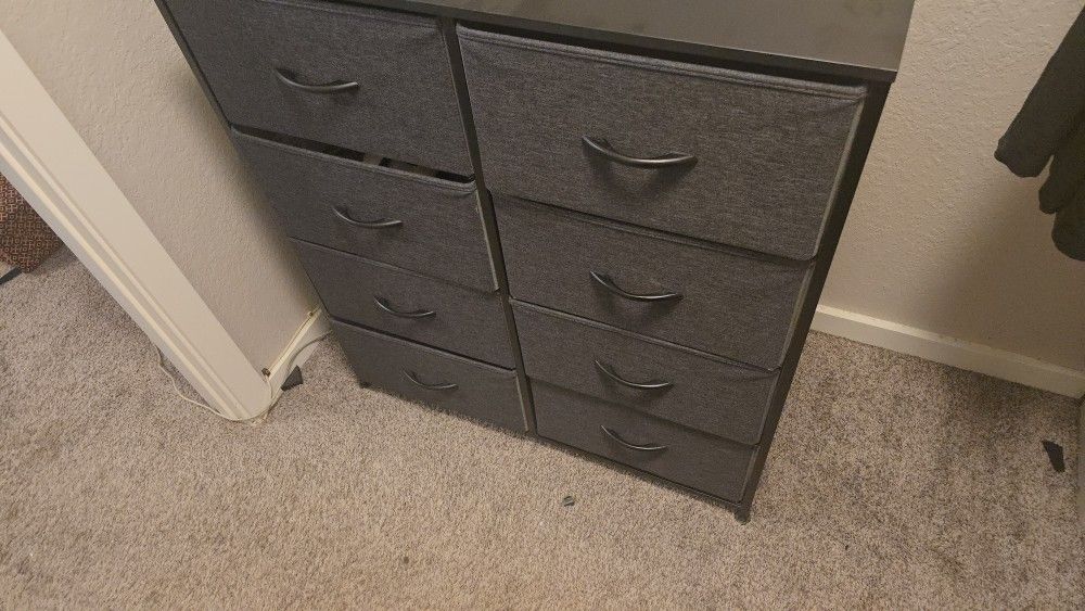 Tall Fabric Dresser – 8 Drawers, Black/Grey – Great for Bedroom or Closet Storage!