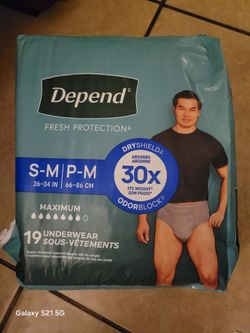 Mens small/ Med Depends 13 packs 75.00