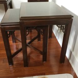 Drexel Heritage Mahogany Chippendale Nesting End Tables