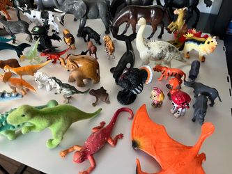Large Lot of Animal & Dinosaur Toy Figures