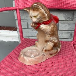 Vintage   Cat   Figurine   Comes With  Fish  Bowl. Antique Fish Tank